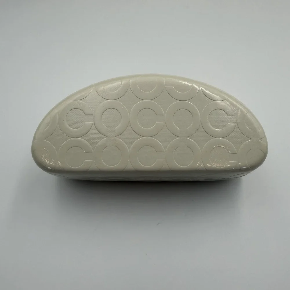 COACH Eyeglasses Sunglasses Hard Clamshell Case White w/ Signature 